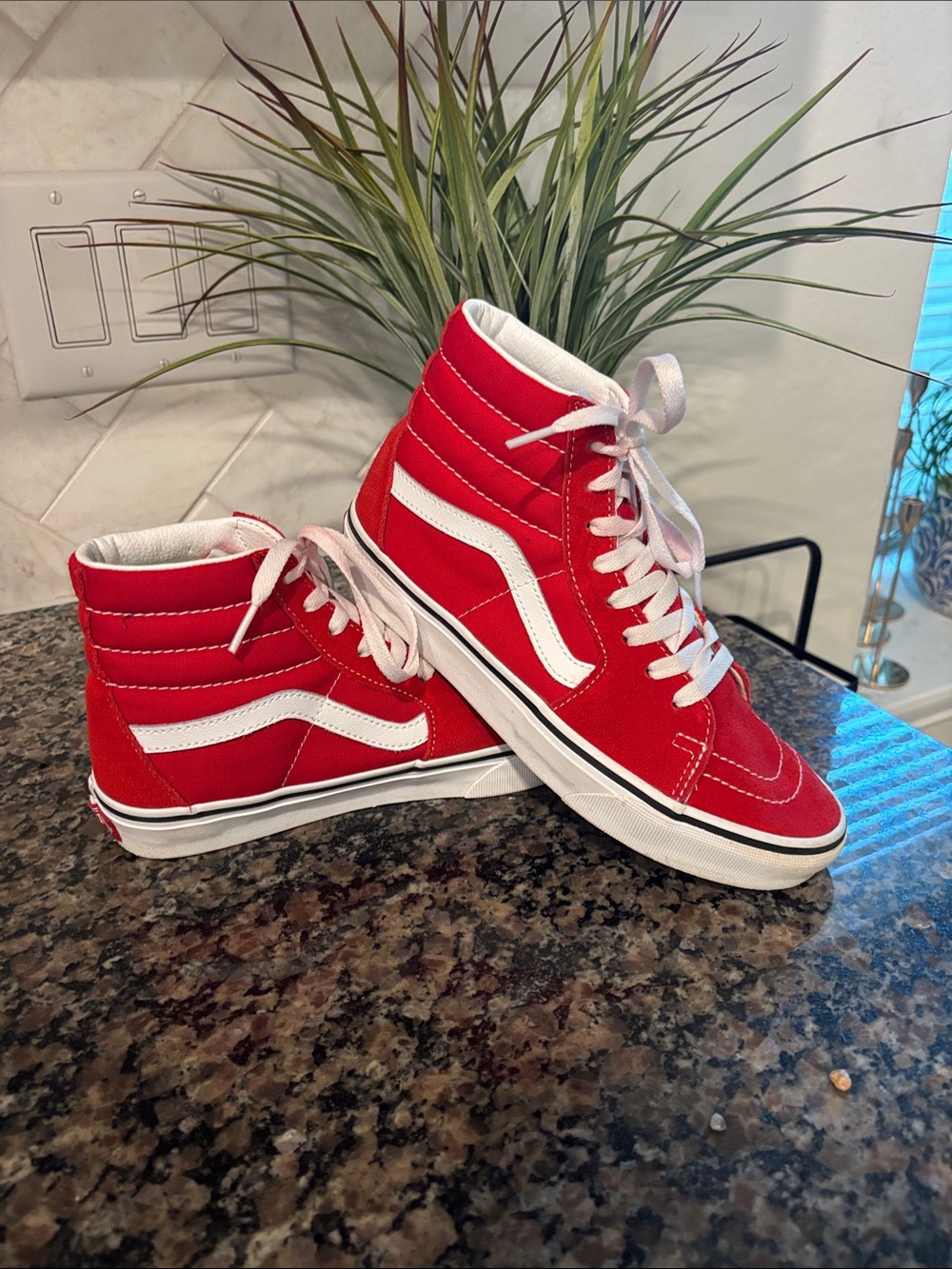 Vans Red/White Sk8-Hi High-Top Sneakers new never worn